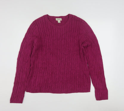 St. John’s Bay Women’s Purple Cable-Knit Wool Blend Jumper Size L