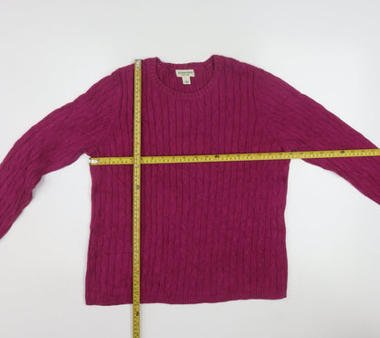 St. John’s Bay Women’s Purple Cable-Knit Wool Blend Jumper Size L