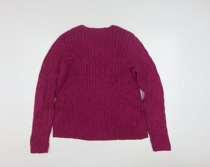 St. John’s Bay Women’s Purple Cable-Knit Wool Blend Jumper Size L