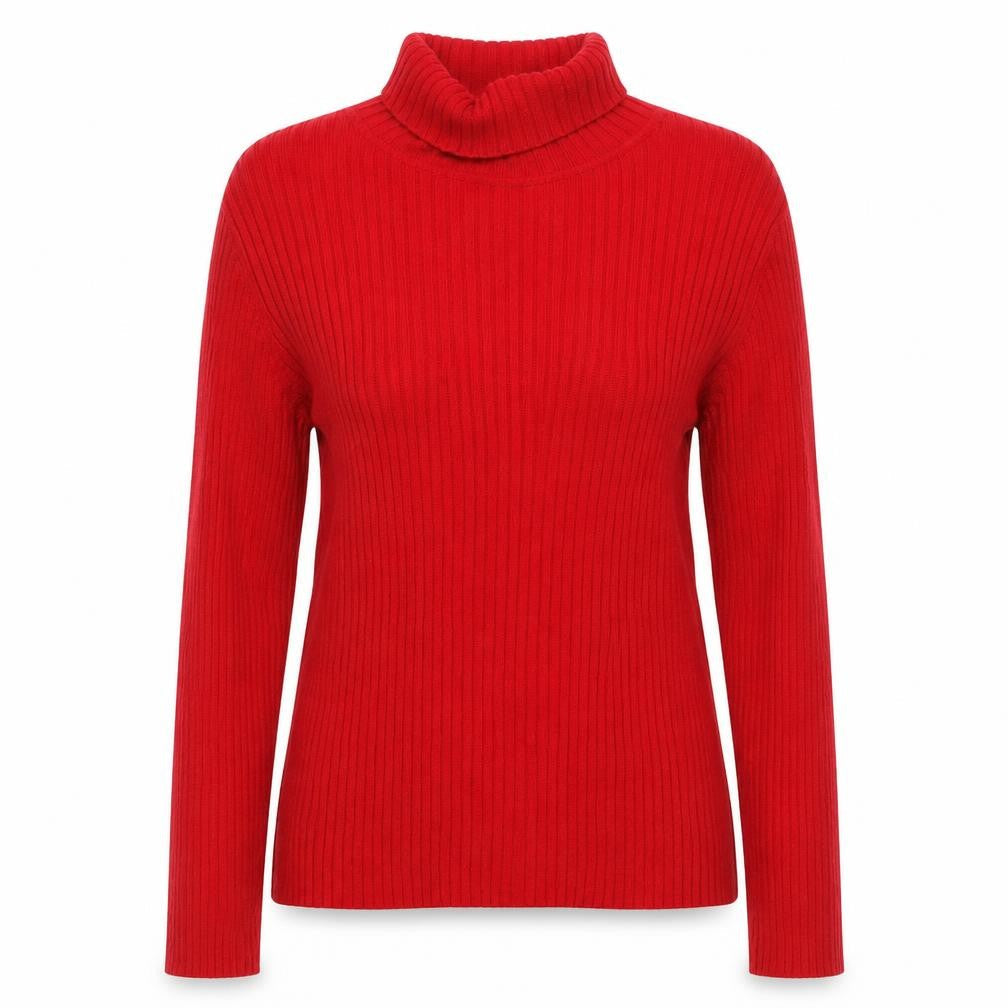 Chadwick's Women's Red Roll Neck Cotton Knit Jumper Size M