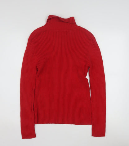 Chadwick's Women's Red Roll Neck Cotton Knit Jumper Size M