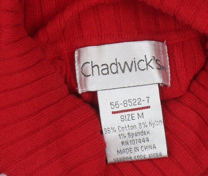 Chadwick's Women's Red Roll Neck Cotton Knit Jumper Size M