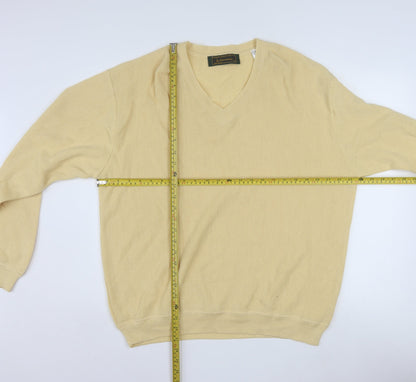 Peru Unlimited Men's Beige Alpaca Wool V-Neck Jumper Size L