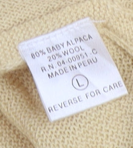 Peru Unlimited Men's Beige Alpaca Wool V-Neck Jumper Size L
