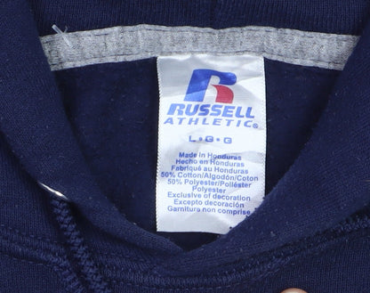 Russell Athletic Men's Blue Pullover Hoodie L Graphic Varsity Tennis