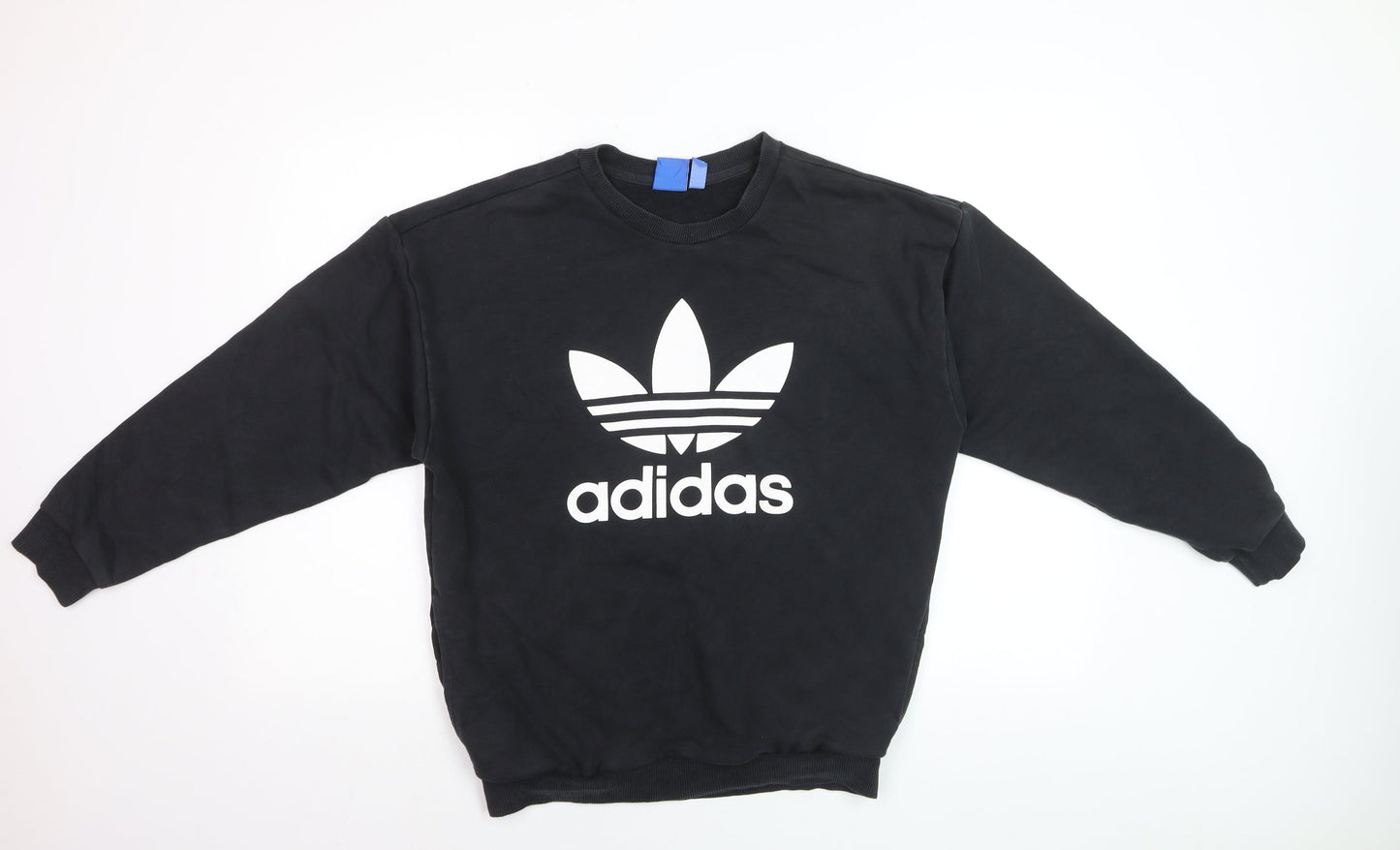Adidas Mens Black Trefoil Logo Pullover Sweatshirt Size S