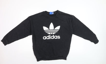 Adidas Mens Black Trefoil Logo Pullover Sweatshirt Size S