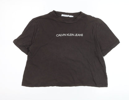 Calvin Klein Jeans Women's Black Cropped Cotton T-Shirt M