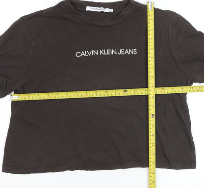 Calvin Klein Jeans Women's Black Cropped Cotton T-Shirt M