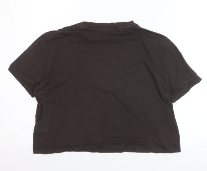 Calvin Klein Jeans Women's Black Cropped Cotton T-Shirt M