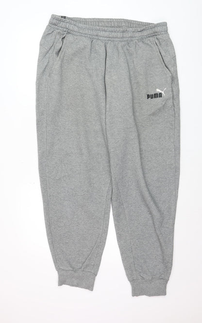 Puma Mens Grey XL Jogger Sweatpants Elastic Waist Cotton Blend