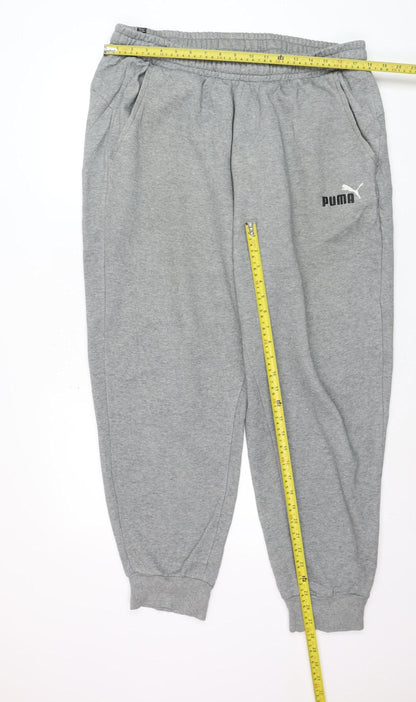 Puma Mens Grey XL Jogger Sweatpants Elastic Waist Cotton Blend