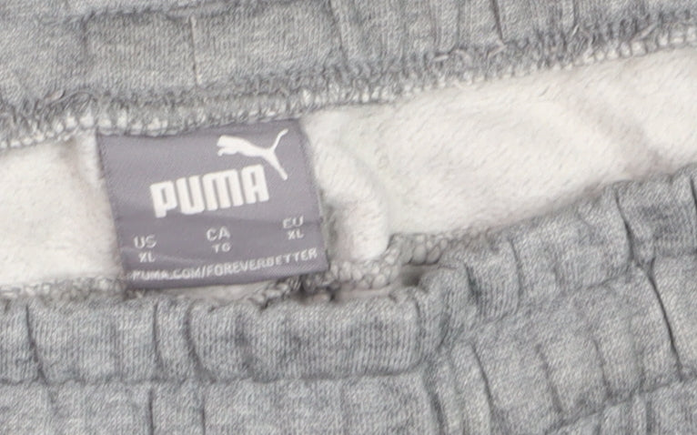 Puma Mens Grey XL Jogger Sweatpants Elastic Waist Cotton Blend
