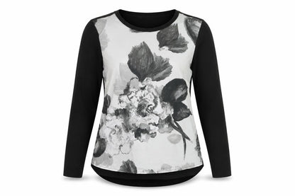 RJR.John Rocha Womens Black Floral Long Sleeve T-Shirt Size 14