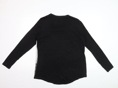 RJR John Rocha Womens Black Floral Long Sleeve T-Shirt Size 14