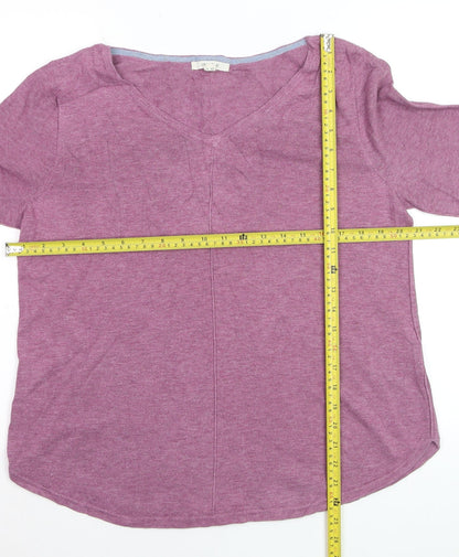 White Stuff Women's Purple Cotton V-Neck Jumper Size 14