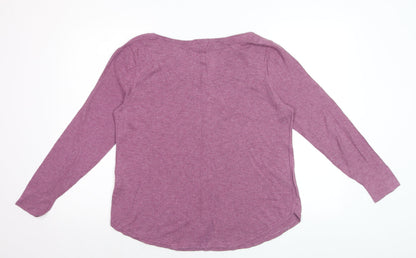 White Stuff Women's Purple Cotton V-Neck Jumper Size 14