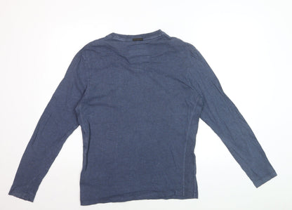 Superdry Idris Elba Men's Blue Long Sleeve Cotton Top Size M
