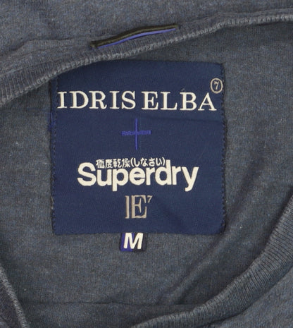 Superdry Idris Elba Men's Blue Long Sleeve Cotton Top Size M