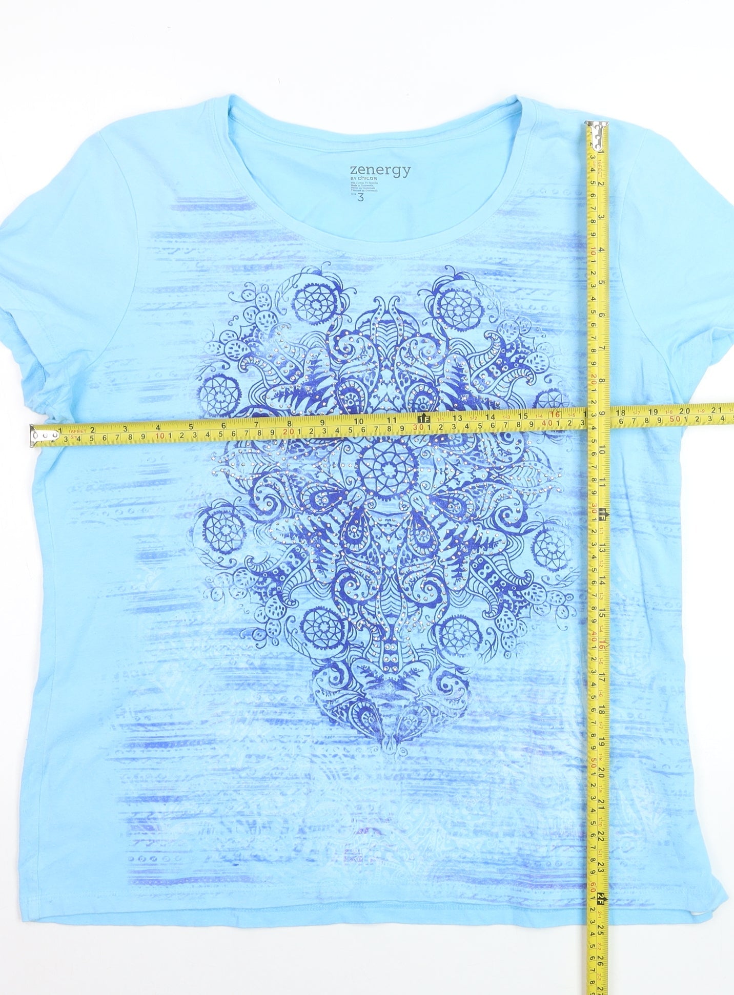 Zenergy by Chico's Women's Blue Short Sleeve T-Shirt Size L