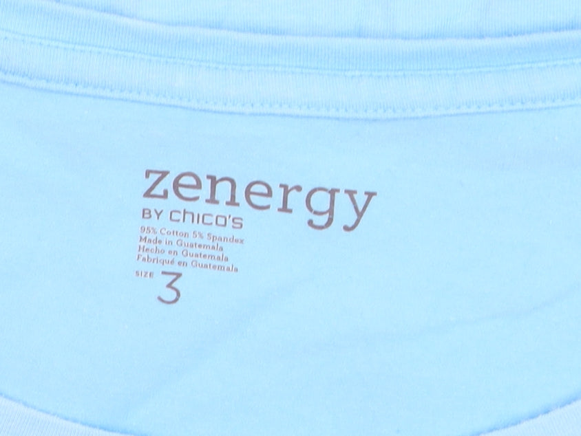 Zenergy by Chico's Women's Blue Short Sleeve T-Shirt Size L