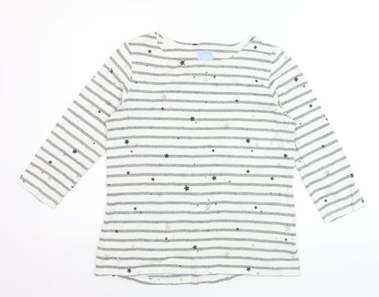 Joules Womens White Striped Star Long Sleeve Cotton T-Shirt Size 12