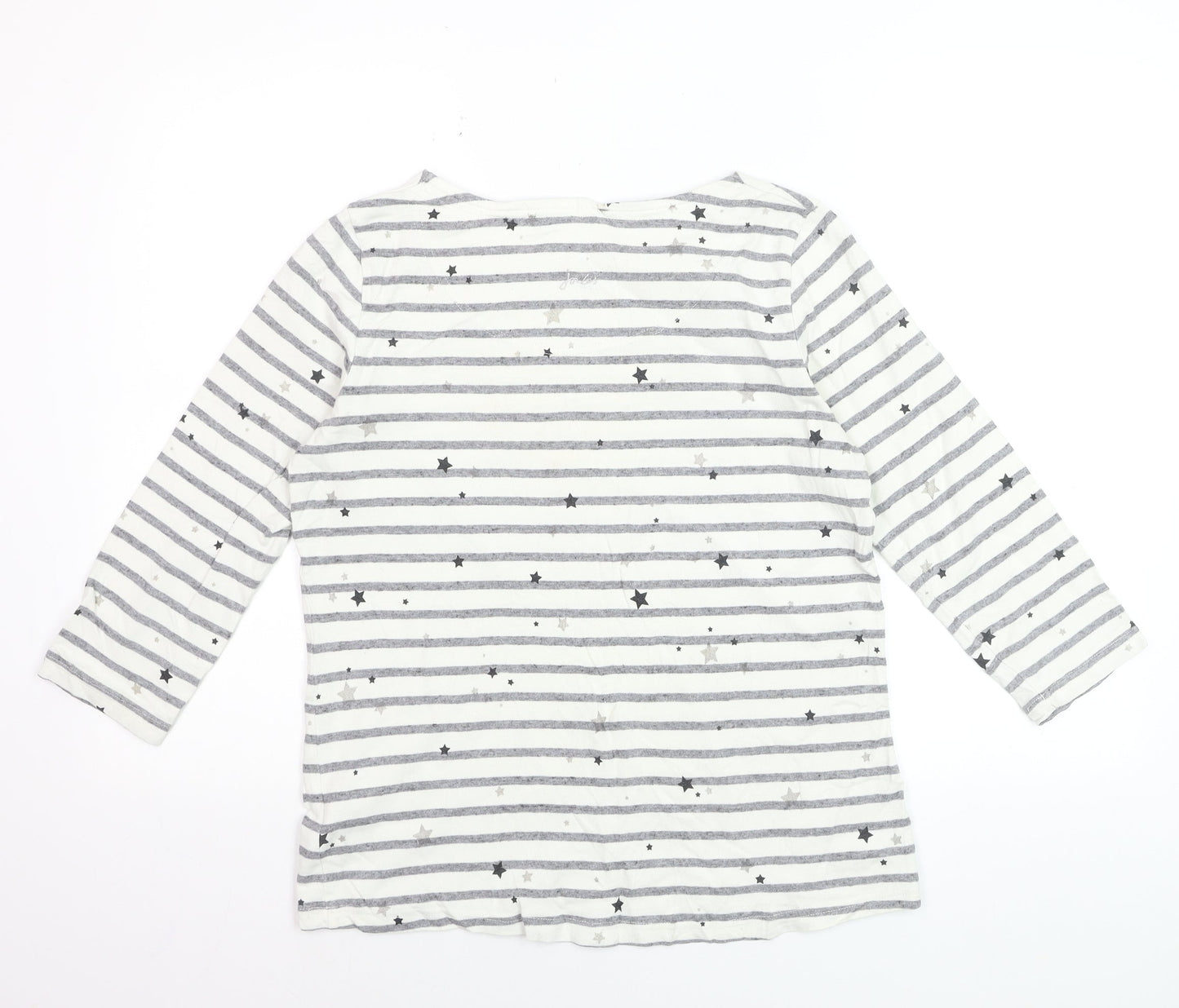 Joules Womens White Striped Star Long Sleeve Cotton T-Shirt Size 12