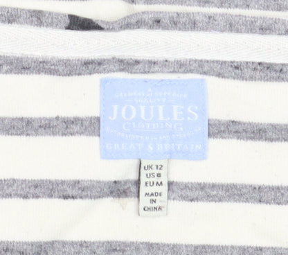 Joules Womens White Striped Star Long Sleeve Cotton T-Shirt Size 12