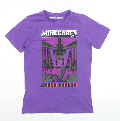 Minecraft Boys Purple Ender Dragon Graphic T-Shirt 10-11 Years