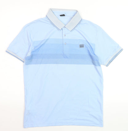 883 Police Men's Sky Blue Striped Polo Shirt Size S Regular Fit