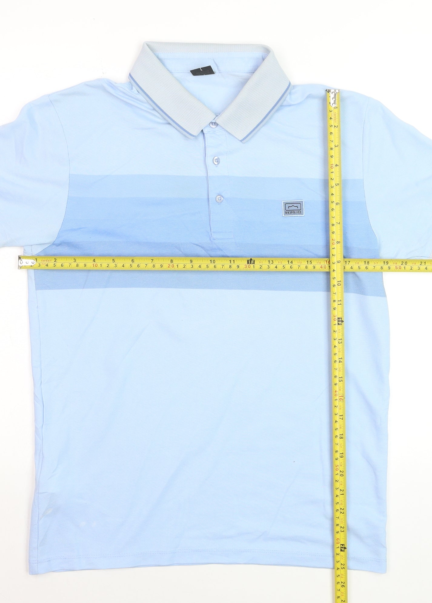 883 Police Men's Sky Blue Striped Polo Shirt Size S Regular Fit