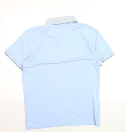 883 Police Men's Sky Blue Striped Polo Shirt Size S Regular Fit