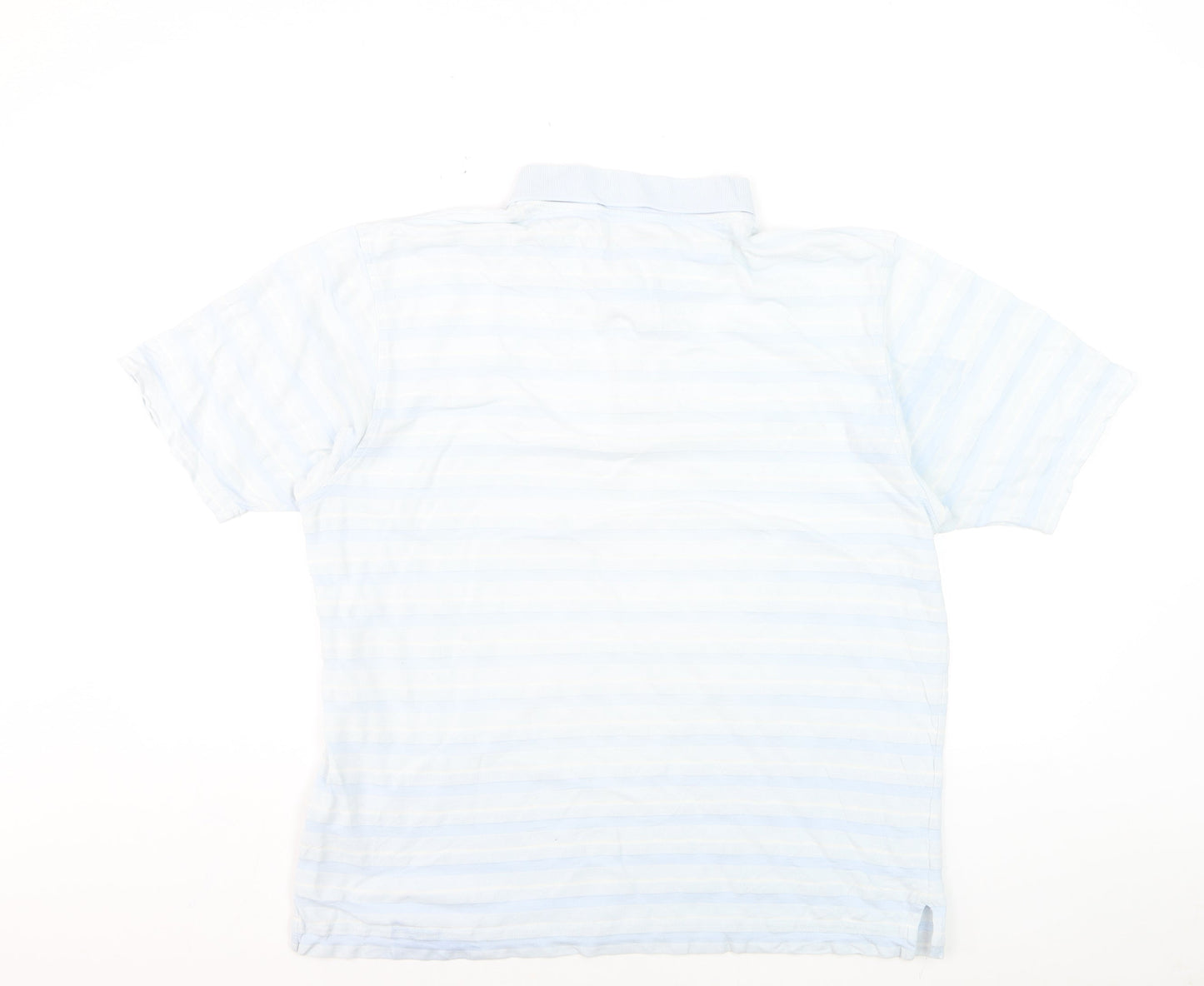 Maine New England Men's Blue Striped Cotton Golf Polo Shirt L