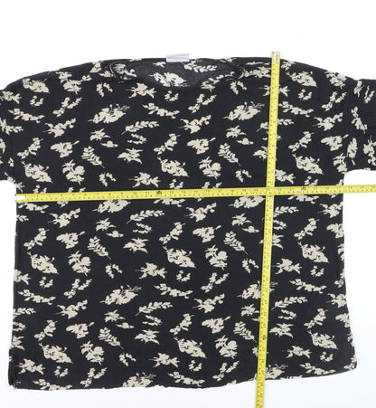 Wasabi Concept Women's Black Floral Tunic Blouse Size M