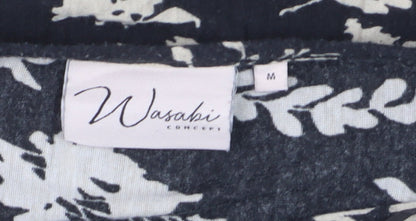 Wasabi Concept Women's Black Floral Tunic Blouse Size M