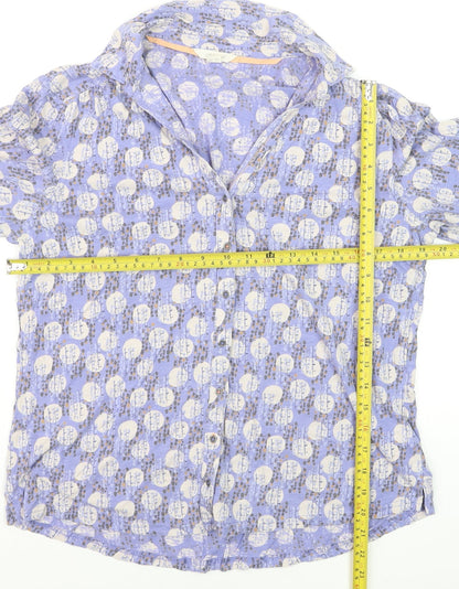 White Stuff Women's Purple Geometric Cotton Button-Up Shirt UK 14