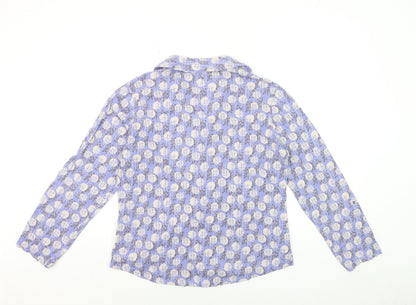 White Stuff Women's Purple Geometric Cotton Button-Up Shirt UK 14