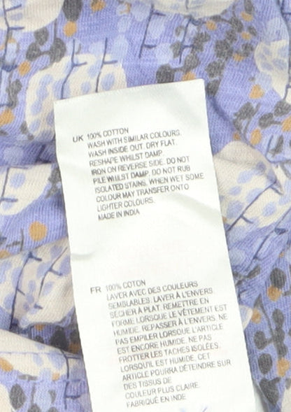 White Stuff Women's Purple Geometric Cotton Button-Up Shirt UK 14