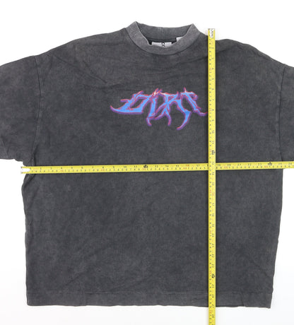 Collusion Men's Grey Graphic High Neck Relaxed T-Shirt Size S