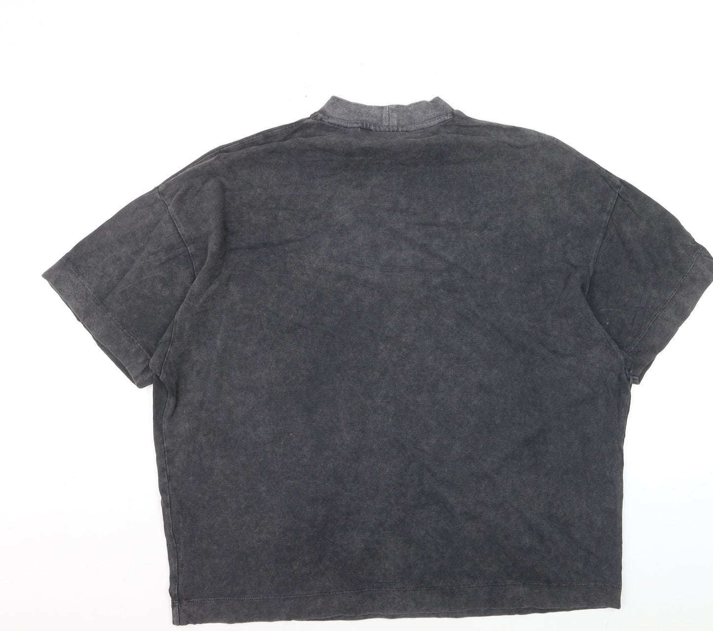 Collusion Men's Grey Graphic High Neck Relaxed T-Shirt Size S