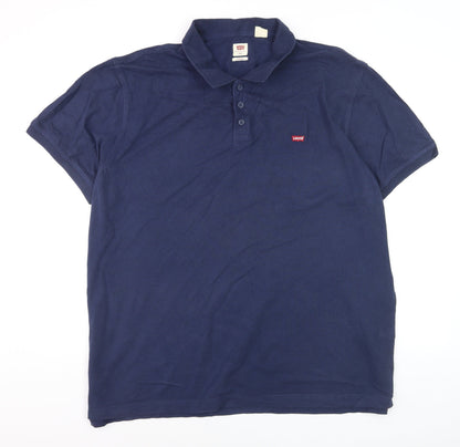 Levi's Men's Blue 2XL Cotton Short Sleeve Polo Shirt