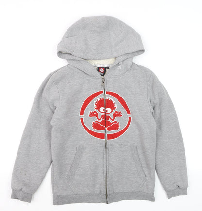 Saltrock Boys Grey Full Zip Hoodie 7-8 Years Cotton Blend Sherpa Lined