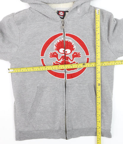 Saltrock Boys Grey Full Zip Hoodie 7-8 Years Cotton Blend Sherpa Lined