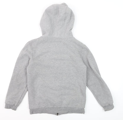 Saltrock Boys Grey Full Zip Hoodie 7-8 Years Cotton Blend Sherpa Lined