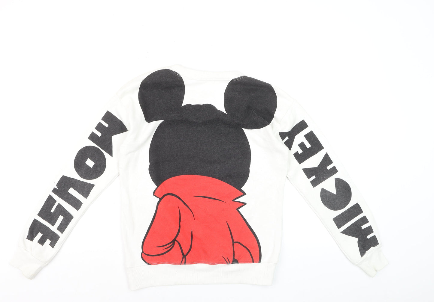 Disney Girls White Mickey Mouse Sweatshirt - Small Long Sleeve Graphic Pullover