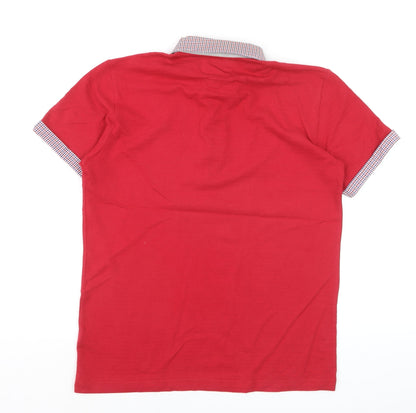 J Jeans Teens Red Cotton Collared Short Sleeve Polo Shirt 12-13