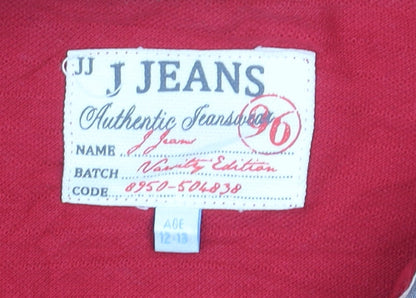 J Jeans Teens Red Cotton Collared Short Sleeve Polo Shirt 12-13