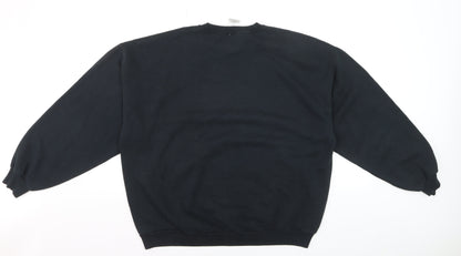 Jerzees Men's Black Patriotic Eagle Flag Crew Neck Fleece Sweatshirt L