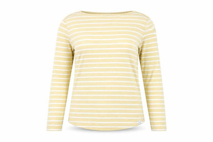 FatFace Women Yellow Striped Long Sleeve Cotton Breton T-Shirt Size 12