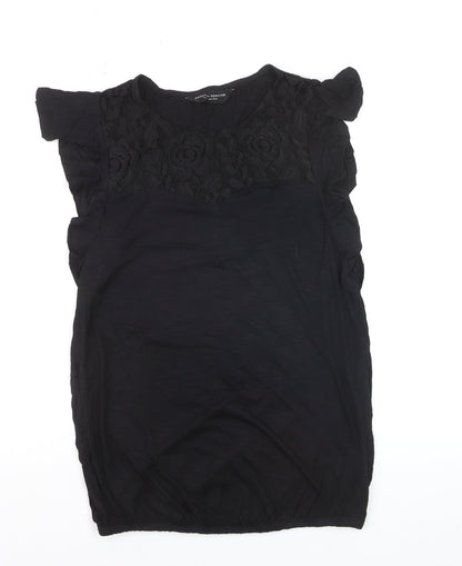 Dorothy Perkins Women's Black Lace Panel Tunic Blouse Size 10